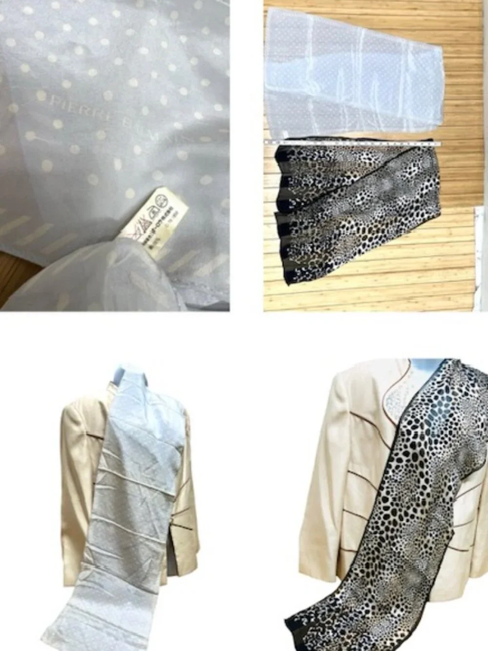 Pierre Balmain+ Other  100% silk satin Black Brown Leapard Silver Gray White(46